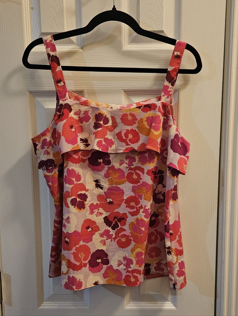 Cabi Pink Floral Women's Thin Strap Tank, Sz M